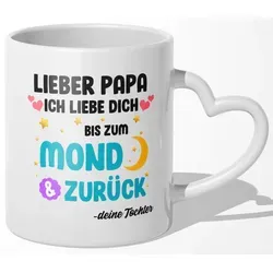 22Feels Tasse Papa Geschenk Vatertag von Tochter Vater Geburtstag Kaffeetasse Mann, Keramik, Made In Germany, Spülmaschinenfest, Herzhenkel weiß