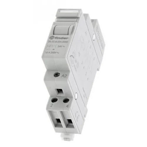 Finder 20228024000 Relè ad Impulsi Modulare 2 Contatti NO, 16 A, Bobina AC 24 V - Modularer Impulsrelais mit 2 NO-Kontakten und 16 A Belastbarkeit, ideal für vielseitige Anwendungen im Elektrobedarf.