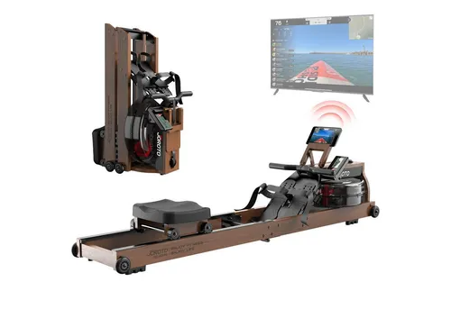 JOROTO Rudergerät MR280PRO - Klappbares Wasser Rudergerät aus Eiche mit Bluetooth Display, ideal für effektives Training zu Hause