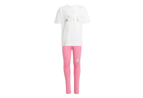 adidas Performance T-Shirt LG GLAM SET für Mädchen - Kinder-Shirts aus 93% Baumwolle, super bequem und ideal für aktive Mädchen. Pflegeleicht und in stylischem Weiß/Silber für einen sportlichen Look.