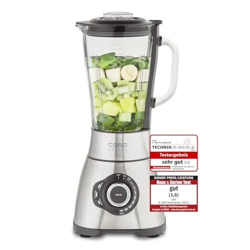 Caso B1800 Power Blender – Edelstahl-Schwarz - Standmixer mit leistungsstarkem Motor für perfekte Mixresultate, ideal für Smoothies und Suppen.