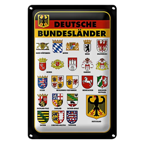 Blechschild Bundesländer 40x30cm Deutschland Wappen