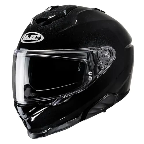 HJC i71 Solid Helm, schwarz, Größe S für Männer - Motorradhelm mit fortschrittlicher Polycarbonat Schale, integrierter Sonnenblende und verstellbarem Visier für optimale Passform und Sicherheit.