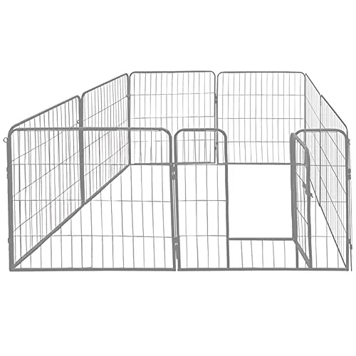 Petigi Welpenauslauf - Flexibles Freilaufgehege aus pulverbeschichtetem Stahl - Individuell anpassbares Freilaufgehege für Welpen mit stabiler Verankerung. Ideal für Garten und Terrasse, platzsparend zusammenklappbar und einfach zu transportieren.