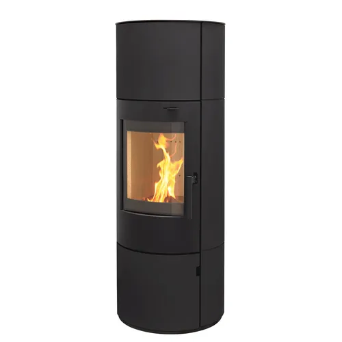 Kaminofen München XL 7kW - Stilvoller Speicherofen in Schwarz - Kaminöfen, eleganter Dauerbrandofen mit variabler Wärmesteuerung und 80% Wirkungsgrad, ideal für gemütliche Räume.