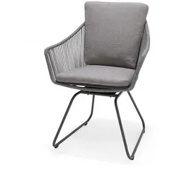 ScanCom Opal Dining Stuhl drehbar - Metallic-Grau - Gartenliegen – Stilvoller und wetterfester Essstuhl mit ergonomischem Design für höchsten Komfort im Freien.