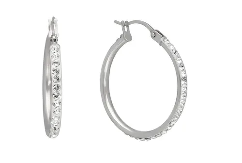 Vivance Paar Creolen mit Swarovski-Elements in Silberfarben - Elegante Ohrringe aus 585 Weißgold, verziert mit funkelnden Swarovski-Elements für einen glamourösen Look.