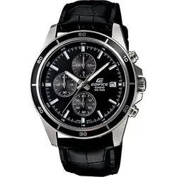 Casio Edifice Herrenuhr EFR-526L-1AVUEF Lederband schwarz - Schwarz/Schwarz