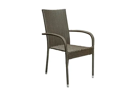 LC Garden Lübeck Stapelstuhl Braun - Stapelbarer Gartenstuhl mit ergonomischen Armlehnen und hochwertigem Textilene-Material für hohen Sitzkomfort, perfekt für Gastronomie und private Gärten.