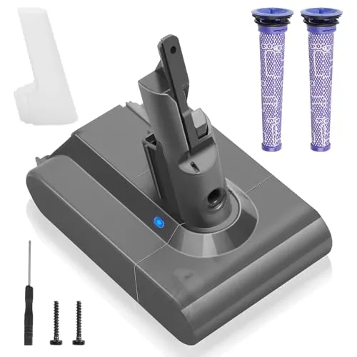 Waitley V7 Akku, 6000mAh Ersatzakku für Dyson V7 Akku Kompatibel SV11 V7 Absolute V7 Animal V7 Motorhead V7 Trigger V7 Car+Boat V7 Fluffy V7 HEPA V7 Mattress Staubsauger mit 2 Filter