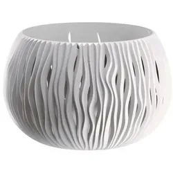 Prosperplast Sandy Bowl Übertopf, weiß, Ø 18 x 14 cm - Kompakter Übertopf aus bruchsicherem Kunststoff, ideal für Innen- und Außenbereiche. Mit einem Pflanzvolumen von 1,4 Litern und UV-beständig, perfekt für Ihre Pflanzen.