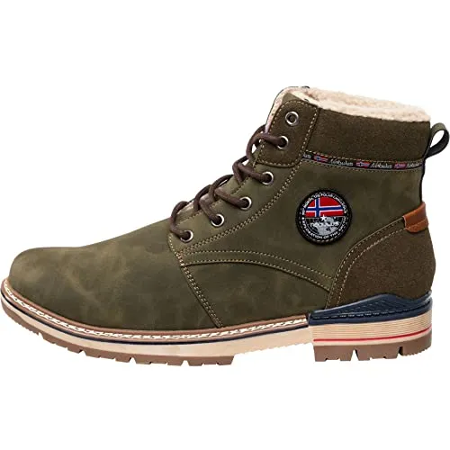 Nebulus Herren Winterstiefel WAYNE mit Warmfutter – Khaki, Größe 45 - Praktische und stilvolle Winterstiefel für Herren mit warmem Kunstfell-Futter. Ideal für Winterspaziergänge oder den Alltag – die perfekte Wahl für kalte Tage!