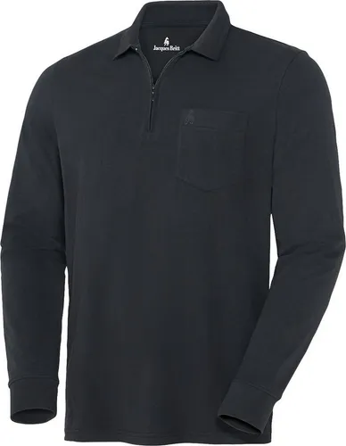 Jacques Britt Langarm-Poloshirt Schwarz, Größe 48 - Superweiches Langarm-Poloshirt aus hochwertiger Baumwollmischung, ideal für lässige Looks. Mit feinem Reißverschlusskragen und Brusttasche für zusätzlichen Stil.