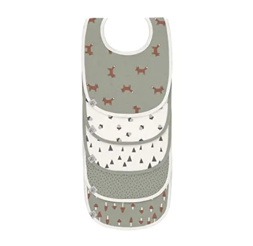 LÄSSIG Baby Kleinkind Lätzchen Set (5 Stk.) - Fütterlätzchen für Babys, wasserdicht und aus 100% Bio-Baumwolle, ideal für die ersten Essversuche und pflegeleicht bei 40 °C waschbar.