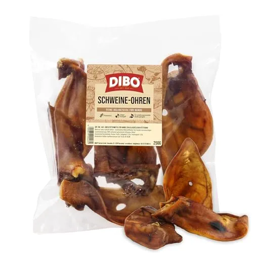 DIBO Schweineohren, 250g-Beutel, der kleine Naturkau-Snack oder Leckerli für Zwischendurch, Hundefutter, Qualitätskauartikel ohne Chemie
