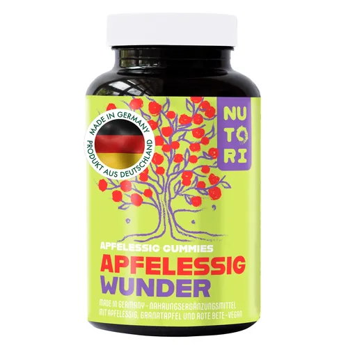 Apfelessig Gummies mit Vitamin B6, B12 & Jod – 60 Stück - Vegane Gummis mit frischem Apfelgeschmack, ideal für Erwachsene. Unterstützen die tägliche Ernährung und liefern wichtige Vitamine in leckerer Form.