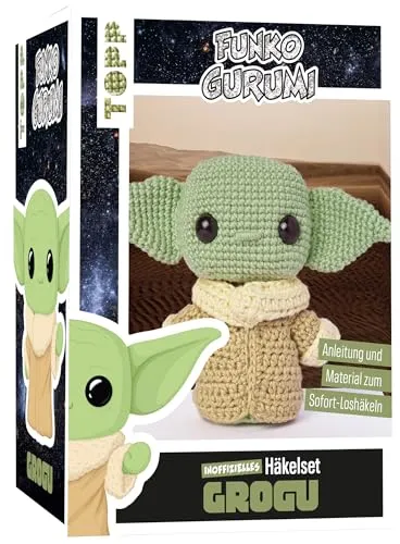 Funkogurumi Grogu. Das inoffizielle Häkelset: Anleitung, Misch-Garn in 3 Farben, Füllwatte, Häkelnadel 2,5 mm, Sicherheitsaugen, Maschenmarkierer, Wollnadel