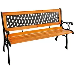 Mojawo Gartenbank aus Metall und Holz - Natur/Schwarz - Stilvolle Gartenbank für 2 Personen aus massivem Holz und robustem Stahl. Wetterbeständig und langlebig – ideal für Garten, Terrasse oder Balkon.