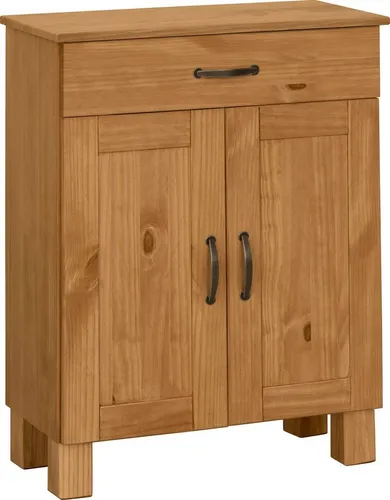 Unterschrank HOME AFFAIRE "Rodby", Massivholz, FSC-zertifiziert, 60cm - Waschbeckenunterschrank aus natur gebeiztem Massivholz, ideal für nachhaltiges Wohnen. Mit 1 Schublade und variabel einsetzbaren Einlegeböden.