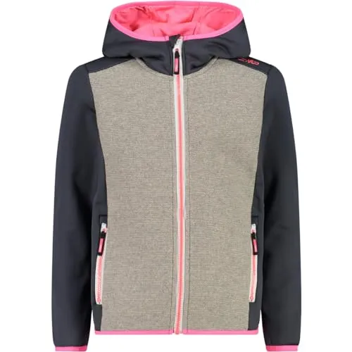 CMP Fleecejacke Anthrazit für Kinder, Größe 164 - Funktionsjacken für Kinder mit Kapuze, seitlichen Reißverschlusstaschen und stylischem Colour-Blocking Design - ideal für kalte Tage.