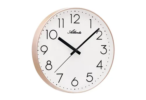 Atlanta Wanduhr 4529/9 - Elegante Quarz-Wanduhr in Gold - Wanduhren: Stilvolle 30 cm Quarz-Wanduhr mit goldfarbener Metallic-Optik, ideal für klassisch eingerichtete Räume und präzise Zeitangabe.