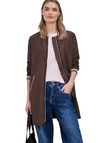 Street One Damen Langer Blouson - Sportive Jacke mit Rundhalsausschnitt und 2-Wege-Reißverschluss, ideal für lässige Outfits und den täglichen Gebrauch.
