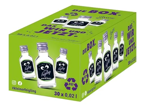 Kleiner Feigling Das Original (30 x 20 ml) PET – Feinster Vodka mit fruchtigem Feigenaroma – Der kultige Feier-Schnaps für jede Feier – Frech, fruchtiger Shot – 20 % Vol.