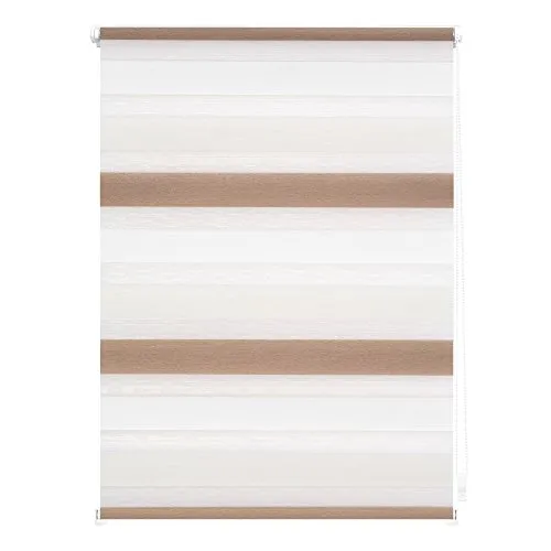 Lichtblick Doppelrollo Klemmfix ohne Bohren, Streifen Bunt, Blickdicht, Klemmträger-Montage, Sichtschutz, Wandmongtage, Deckenmontage, Creme - Weiß - Braun, 110 cm x 150 cm (B x L)