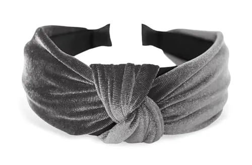 axy Breiter Haarreif aus Samt mit Knoten Damen Stirnband Haarschmuck Haarreifen Haarband Hairband HR35S (Grau)