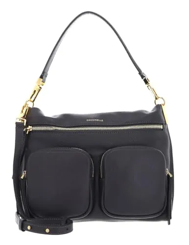 COCCINELLE Schultertasche Hyle - Elegante Grained Leather Umhängetasche - Schultertasche aus 100% Rindsleder, verstellbarer, abnehmbarer Schulterriemen und stilvolle Nieten-Details. Ideal für den Alltag und schickes Design.