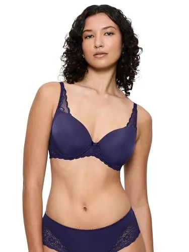 Triumph Amourette Spotlight WHP - Schalen-BH 75D Prussian Blue - Funktionsunterwäsche mit optimaler Passform und grafischem Spitzendesign für einen eleganten Look und hohen Tragekomfort.