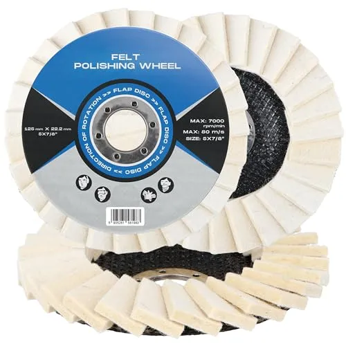 Polierscheibe Filz 125 x 22,2 mm - Polierscheibe für Winkelschleifer, ideal zum Polieren und Glänzen mit flexibler Fächerform für präzises Arbeiten auf empfindlichen Oberflächen.
