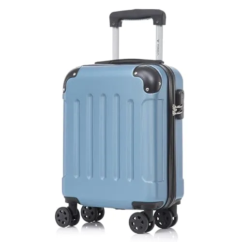 YONSLY Koffer Suitcase S Grau Blau - Handgepäck Trolley mit 4 Rollen - Leichter und robuster Hartschalenreisekoffer mit 360°-Doppelrollen für mühelose Mobilität. Integriertes Sicherheitsschloss schützt Ihre Wertsachen. Ideal für Reisen und den täglichen Gebrauch.