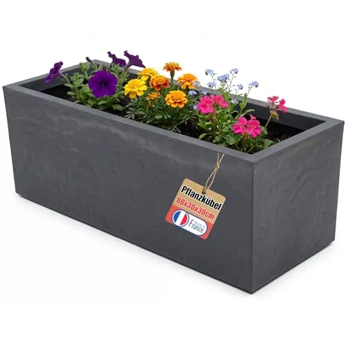 BigDean Pflanzkübel Vulkano 72L – Rechteckiger Blumenkasten mit Wasserspeicher - VIELSEITIGER PFLANZKÜBEL FÜR INNEN & AUSSEN – Der 72L Kübel ist ideal für Balkon, Terrasse oder Garten und setzt Pflanzen stilvoll in Szene. Der integrierte Wasserspeicher reduziert den Gießaufwand und sorgt für eine gleichmäßige Versorgung.