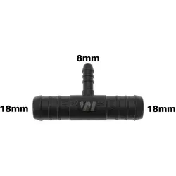 WamSter® T Schlauchverbinder Pipe Connector reduziert 18mm 18mm 8mm Durchmesser