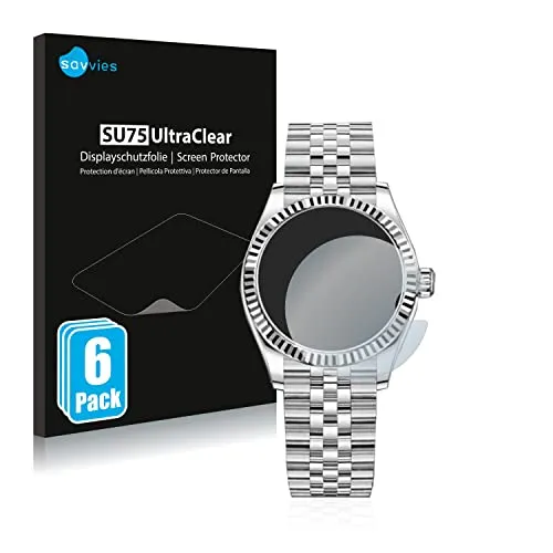 Savvies 6 Stück Schutzfolie für Rolex Datejust 31 Displayschutz-Folie Ultra-Transparent