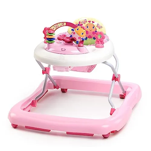 Bright Starts June Berry Lauflernhilfe mit Spielstation - Lauflernwagen mit höhenverstellbarer Rückenlehne, abnehmbarem Spielzeug und Melodien, ideal für Mädchen ab 6 Monaten. Unterstützt das Wachstum und sorgt für Spaß beim Gehen lernen!