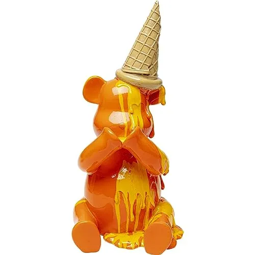 Kare Design Deko Figur Sitting Gelato Bear, Orange, 37x18x17 cm, Deko Objekt, Wohnaccessoire, Dekoration, Bären Motiv, Handbemalt, Wohnzimmer