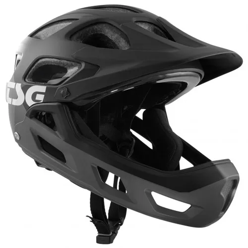 TSG Fullface Bike Helm Seek FR Graphic Design flow grey/black XXS/XS - Fahrradhelme mit abnehmbarem Vollgesichtsschutz und 17 Belüftungsöffnungen für optimalen Komfort und Sicherheit bei Bike-Abenteuern.