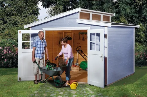 weka Gartenhaus 226 Gr.3, grau, 21 mm - Robustes Gartenhaus - Gartenhäuser, Geräteschuppen & Carports - Hochwertiges 21 mm starkes Holz für Langlebigkeit und optimalen Schutz Ihrer Gartengeräte.