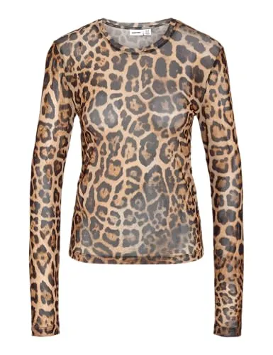 Noisy may Damen Nmjudith L/S Mesh Top Bg Noos Shirt, Schwarz, S EU