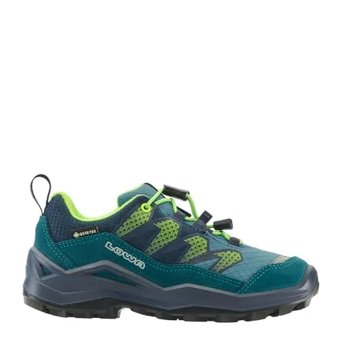 Lowa Jungen Halbschuh MADDOX PRO GTX LO JR blau Größe EUR 28 - Robuster Halbschuh für Jungen mit hochwertigem Leder-Materialmix und atmungsaktivem Innenfutter. Ideal für aktive Kids, bietet er eine bequeme Passform und guten Halt dank griffiger Gummisohle.