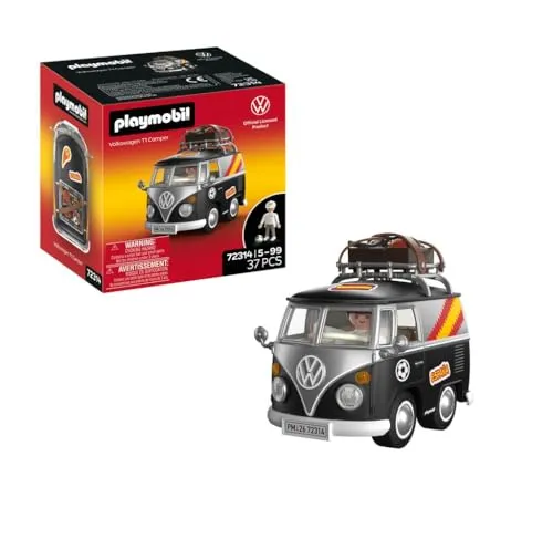 PLAYMOBIL | Volkswagen | Volkswagen T1 Camper ESP Edition | Kultiger Retro‑Camper mit Sportausrüstung, Dachgepäckträger & Stickerbogen | Für Kinder ab 4 Jahren | 72314