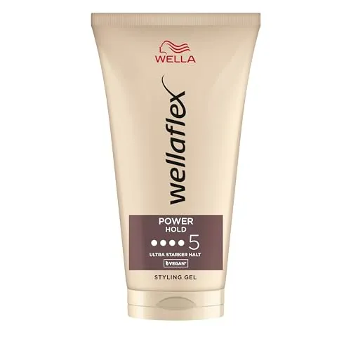 Wellaflex Power Hold Haargel für Frauen | Bis zu 24 Std. anhaltender ultra starker Halt | Sanft zur Kopfhaut, dermatologisch getestet | Vegane Formel | Frei von Silikonen | Haltegrad 5 | 150ml