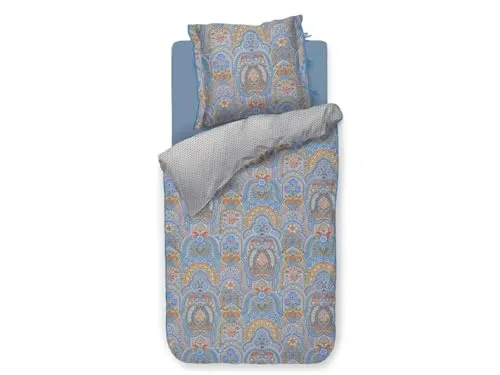 PiP Studio Wendebettwäsche Jabali Flower, 2-teilig - Bettwäsche-Set mit elegantem floralen Design in Blau- und Korallenrot, aus 100% Baumwoll-Perkal für angenehme Haptik und ganzjährig optimalen Schlafkomfort. Praktischer Reißverschluss für einfachen Bezugwechsel.