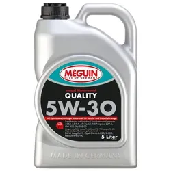 Motoröl Meguin 6567 megol Quality SAE 5W-30 Kanister 5 Liter - Hochwertiges Mehrbereichs-Leichtlaufmotorenöl für Pkw, sorgt für optimale Motorpflege, Kraftstoffeinsparung und längere Lebensdauer dank modernster Additivtechnologie.