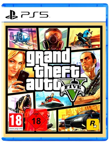 Rockstar Grand Theft Auto V (GTA 5) für PlayStation 5 - Erleben Sie die offene Welt von Los Santos in atemberaubender Grafik und mit verbesserten Ladezeiten für ein immersives Spielerlebnis.