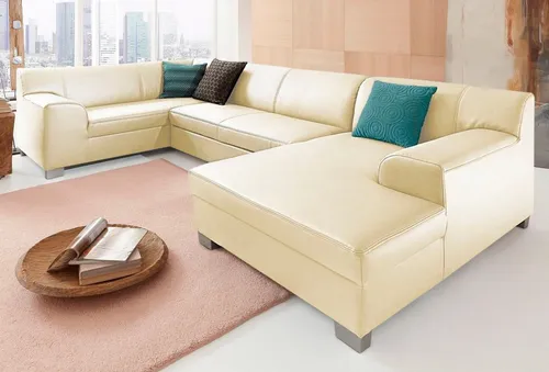 DOMO collection Wohnlandschaft Amando in vielen Bezugsvarianten, auch in Leder, komfortabel, U-Form, wahlweise mit Bettfunktion, fester Sitzkomfort, frei im Raum stellbar