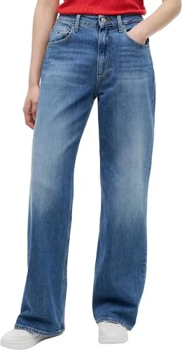 Relax-fit-Jeans TOMMY JEANS "MIA MR RLXD STR", Damen - Damen-Jeans im relaxed fit mit klassischer Leibhöhe und Hammerschlaufe, ideal für lässige Outfits. Pflegeleicht und aus 99% Baumwolle, für hohen Tragekomfort.