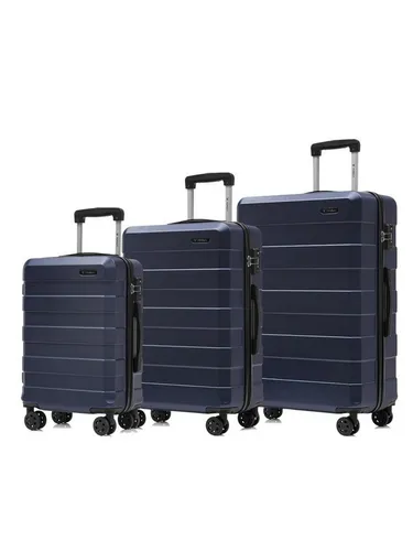 yonsly Premium Reisekoffer mit TSA-Schloss, YKK-Reißverschluss und 4 Rollen (Dunkelblau, M-L-XL-Set) - Sicher reisen mit dem integrierten TSA-Zahlenschloss und langlebigem YKK-Reißverschluss. Die robusten 360°-Doppelrollen sorgen für mühelose Mobilität, während die austauschbaren Teile die Lebensdauer verlängern. Ideal für jede Airline!